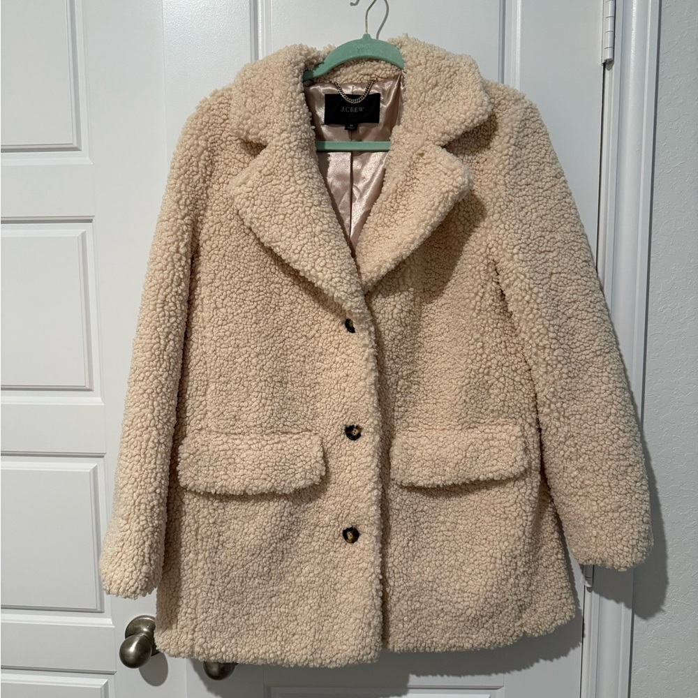 J. Crew Cream Teddy Sherpa Coat